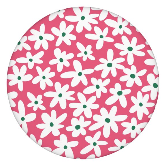 Water-Resistant Daisy Round Fitted Tablecloth with Elastic Edge, Easy to Clean Table Cover, Fits 44-52 Inch Dining Tables