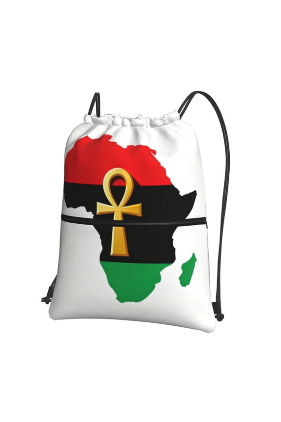 Water Resistant Drawstring Backpack Ankh African Colored Africa Men Women Shopping Sport Yoga Bag