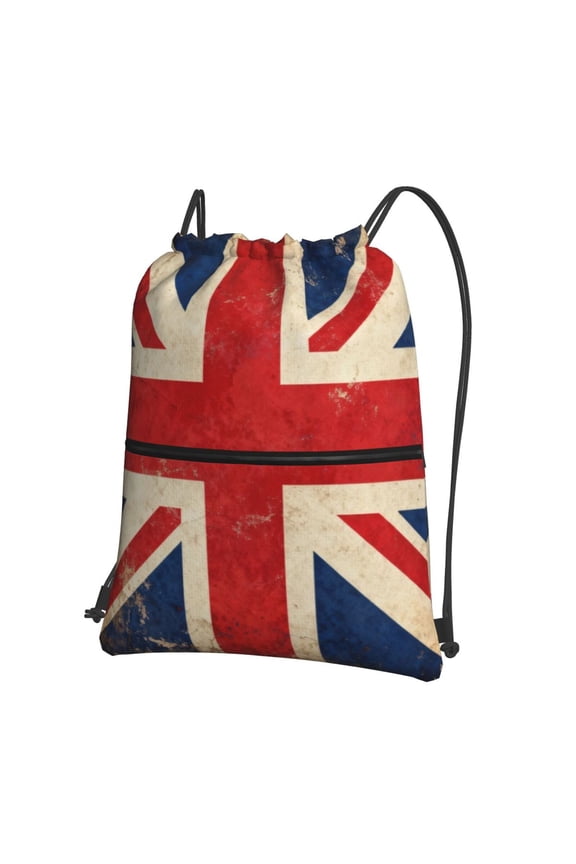 Water Resistant Drawstring Backpack British Flag Pattern Men Women Shopping Sport Yoga Bag