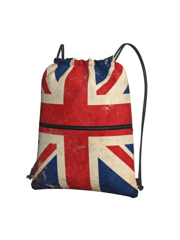 Water Resistant Drawstring Backpack British Flag Pattern Men Women Shopping Sport Yoga Bag