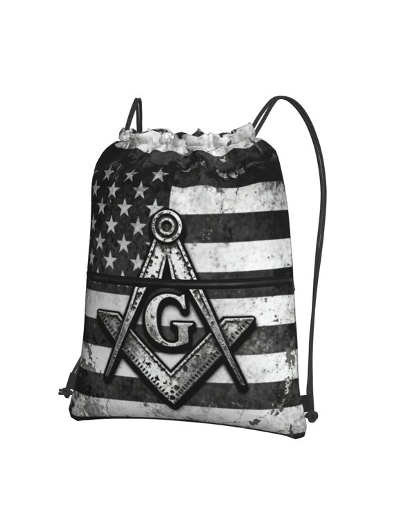 Water Resistant Drawstring Backpack Freemason America Flag Men Women Shopping Sport Yoga Bag