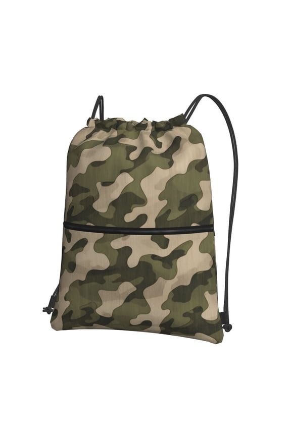 Water Resistant Drawstring Backpack Green Digital Camouflage Men Women Shopping Sport Yoga Bag