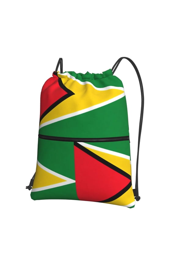 Water Resistant Drawstring Backpack Guyana Flag Men Women Shopping Sport Yoga Bag