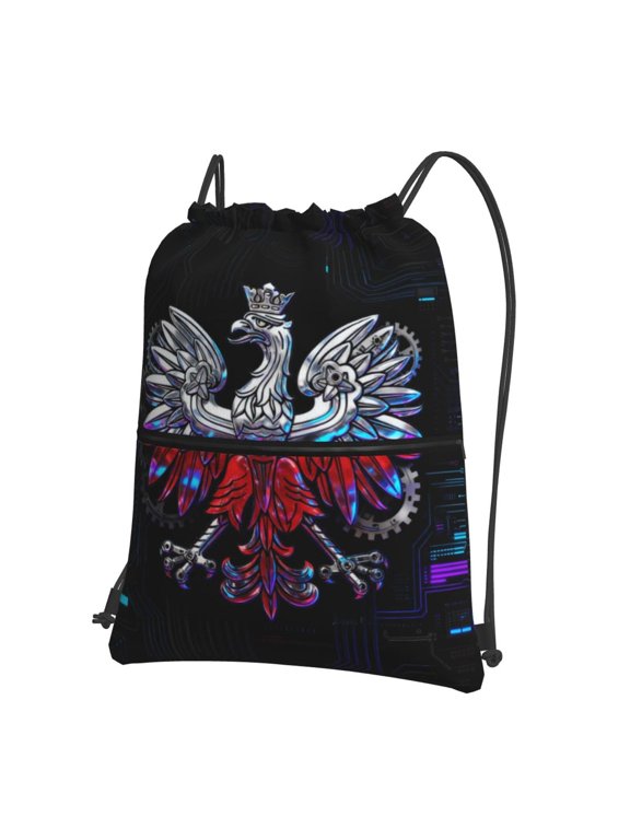 Water Resistant Drawstring Backpack Polish-Flag Men Women Shopping Sport Yoga Bag