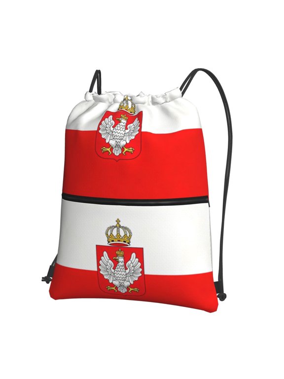 Water Resistant Drawstring Backpack Polish-Flag Men Women Shopping Sport Yoga Bag