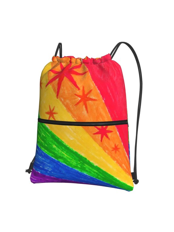 Water Resistant Drawstring Backpack Pride Rainbow Flag Men Women Shopping Sport Yoga Bag