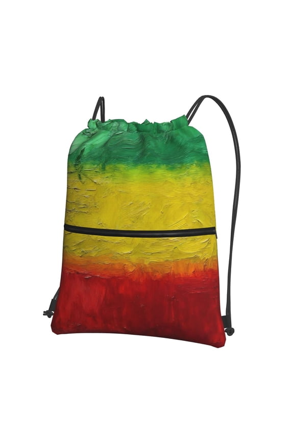 Water Resistant Drawstring Backpack Reggae-Rastafarian-Flag Men Women Shopping Sport Yoga Bag
