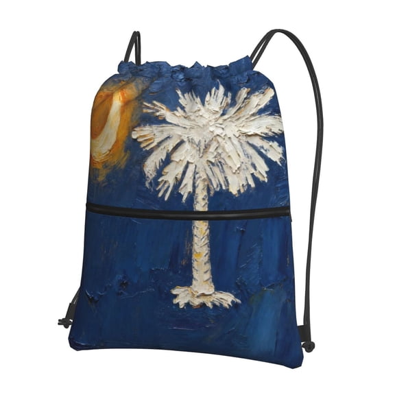 Water Resistant Drawstring Backpack South Carolina Flag Men Women Shopping Sport Yoga Bag