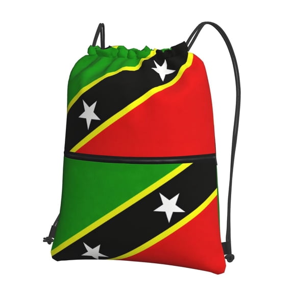 Water Resistant Drawstring Backpack St Kitts And Nevis Large Flag Men Women Shopping Sport Yoga Bag