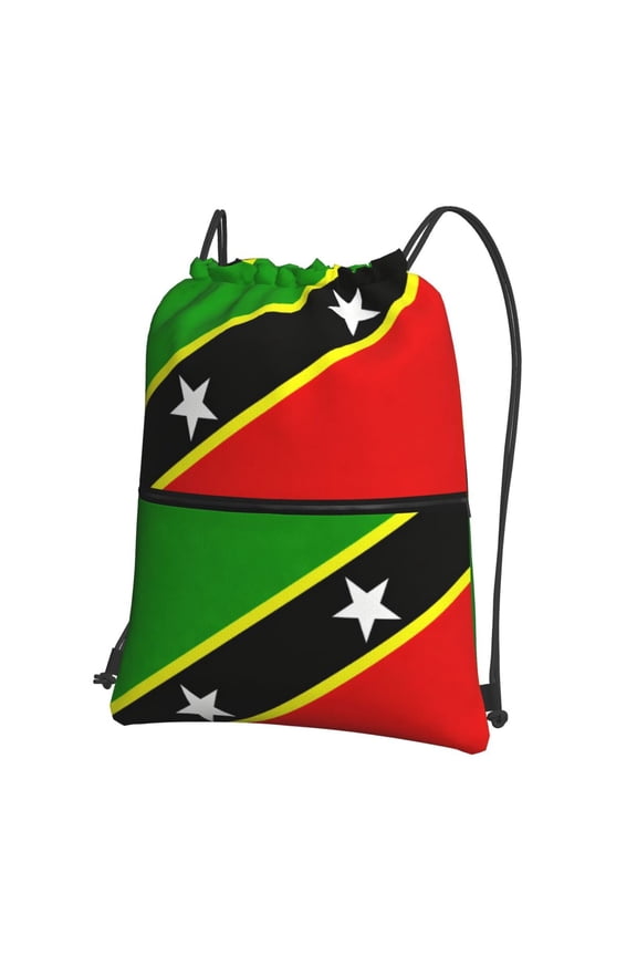 Water Resistant Drawstring Backpack St Kitts And Nevis Large Flag Men Women Shopping Sport Yoga Bag