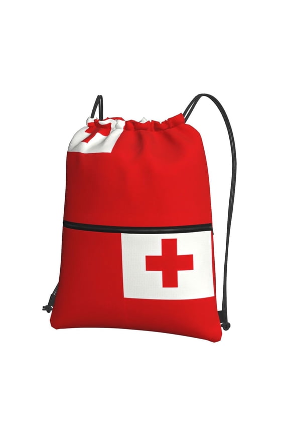 Water Resistant Drawstring Backpack Tonga Flag Men Women Shopping Sport Yoga Bag