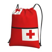 Water Resistant Drawstring Backpack Tonga Flag Men Women Shopping Sport Yoga Bag