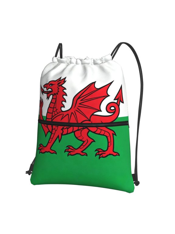Water Resistant Drawstring Backpack Welsh Flag Men Women Shopping Sport Yoga Bag