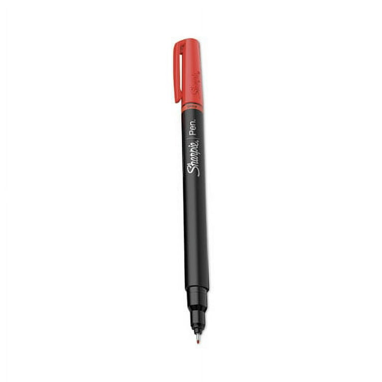 Water-Resistant Ink Porous Point Pen, Stick, Fine 0.4 mm, Red Ink, Black/Red Barrel, Dozen Water-Resistant Ink Porous Point Pen, Stick, Fine 0.4 mm, Red Ink, Black/Red Barrel, Dozen