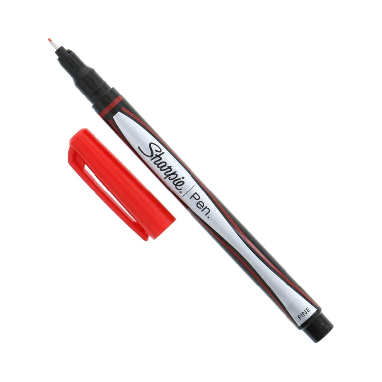 Water-Resistant Ink Porous Point Pen, Stick, Fine 0.4 mm, Red Ink, Black/Red Barrel, Dozen Water-Resistant Ink Porous Point Pen, Stick, Fine 0.4 mm, Red Ink, Black/Red Barrel, Dozen