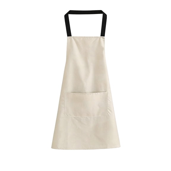 Water-Resistant Kitchen Apron with Front Pockets, Adjustable PVC Cooking Bib for Baking, Cleaning, Dining and Craft Work, White