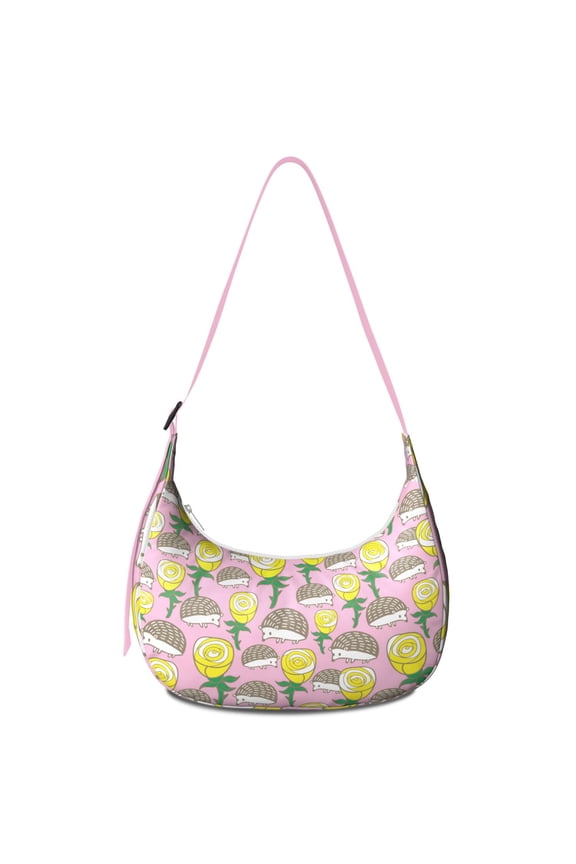 Water-Resistant Purse for Women – Trendy Yet Practical, Large Capacity & Organized Compartments, Adorable Hedgehog & Tree Pattern, Aesthetic Cartoon Floral Shoulder Bag