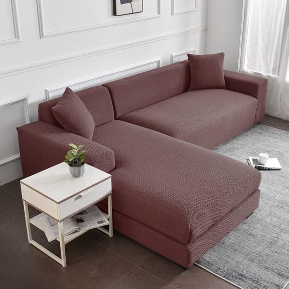 Water Resistant Sectional Couch Covers for L U Shape Sofa Slipcover, 1 2 3 Cushion Couch Stretch Loveseat Sofa Covers Dogs Pets Furniture Protector (Coffee,2seat)
