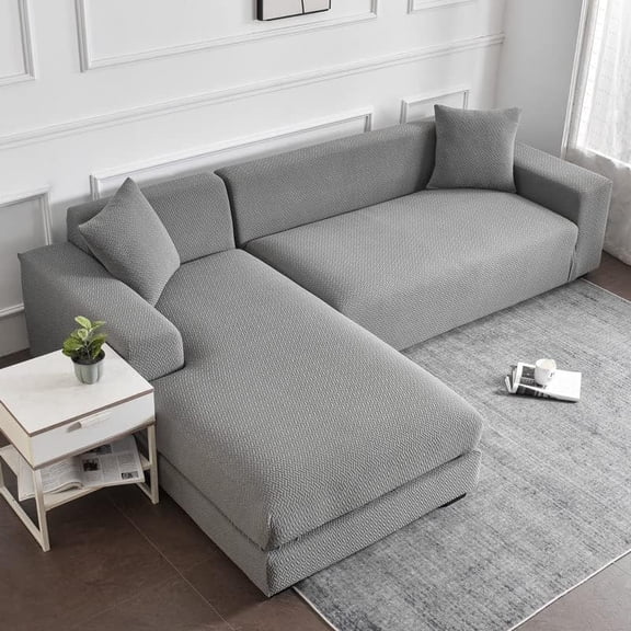 Water Resistant Sectional Couch Covers for L U Shape Sofa Slipcover, 1 2 3 Cushion Couch Stretch Loveseat Sofa Covers Dogs Pets Furniture Protector (Gray,1seat)