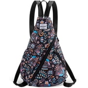 Water-Resistant Sling Bag for Women - Convertible Rope Chest Bag & Casual Daypack, Lightweight body Backpack for Travel, Cycling, Paisley Colorful