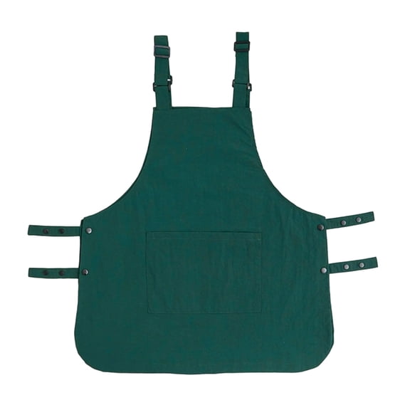 Water Resistant Smock Apron Protective Long Vest Overall Bib Pinafore Dress with Side Button for Chefs and Homemakers