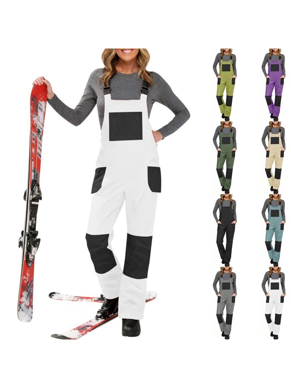 Water Resistant Snow Pants for Skiing Womens Baggy Snowboard Pants WoMen's Snow Ski Overalls Windproof Insulated Romper Snowpants Purple Xxl