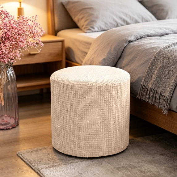 Water Resistant And Soft Ottoman Slipcover for Vanity, Stretch Stool Cover & Washable Protector featuring 13x13x1.2 Inch & Polyester for Bedroom Living Room