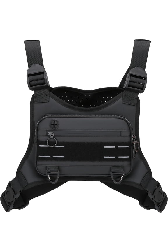 Water-Resistant Sports Chest Bag with Phone Holder & Storage for Men, Lightweight Chest Pack for Running and Cycling