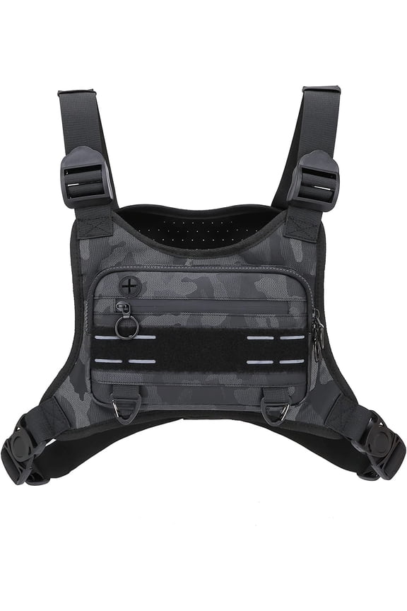 Water-Resistant Sports Chest Bag with Phone Holder & Storage for Men, Lightweight Chest Pack for Running and Cycling