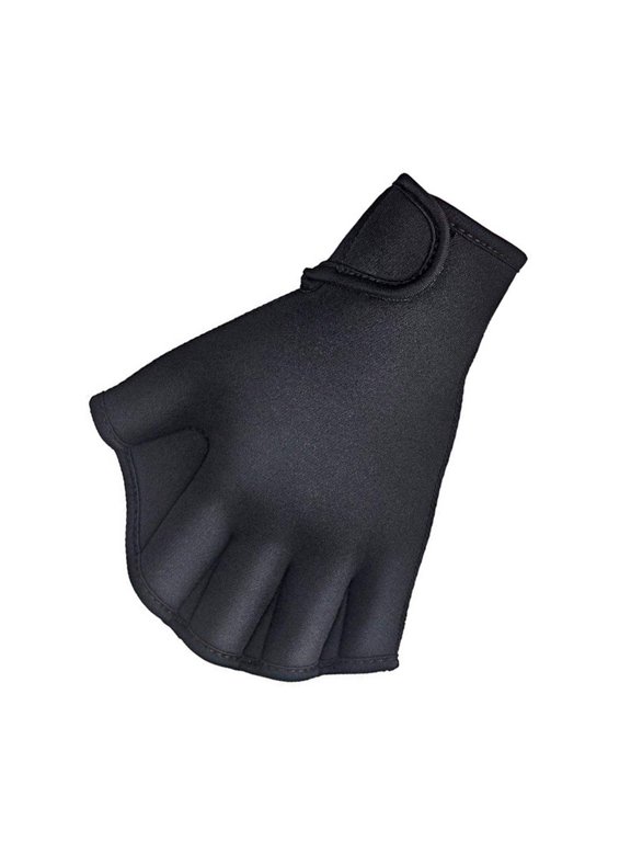 Water Resistant Swimming Gloves,Wrist Strap Swim Glove,Diving Training Glove,Durable Waterproof Swimming Gloves With Adjustable Wrist Strap Non Slip Wear Resistant for Swimming Diving Fitness,Black,M