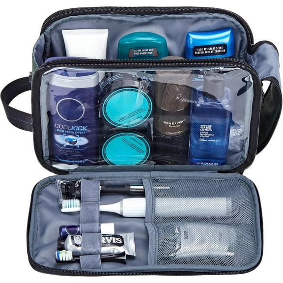 Water-Resistant Toiletry Bag for Men, Large Capacity Dopp Kit with Multiple Pockets and Easy Access