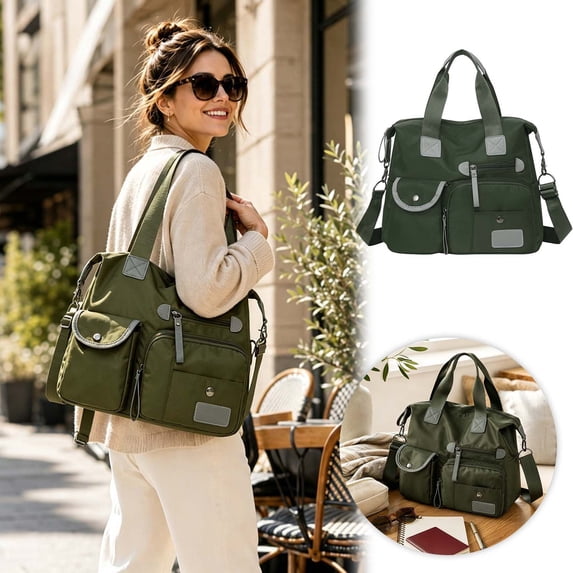 Water Resistant Travel Tote Bag for Women, Large Capacity Oxford Cloth Handbag with Multiple Pockets, 3 Way Carry Shoulder Crossbody Bag for Work, Shopping, Commute and Travel