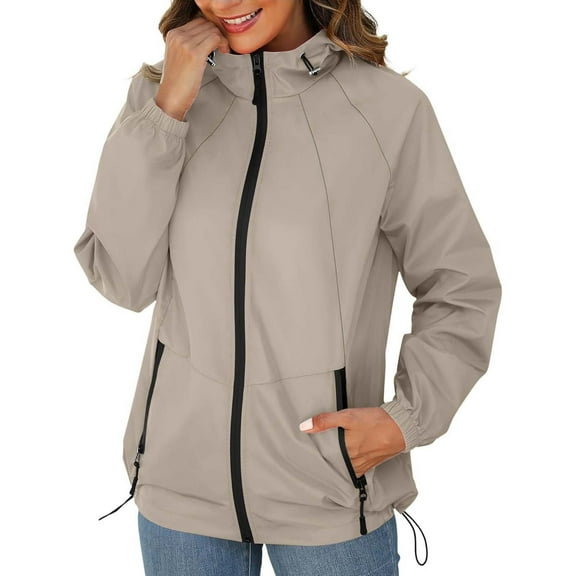 Water Resistant Windbreaker Jacket For Women Compact Hooded Raincoat Lightweight Outdoor Essential