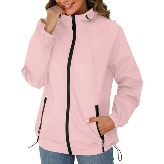 Water Resistant Windbreaker Jacket For Women Compact Hooded Raincoat Lightweight Outdoor Essential