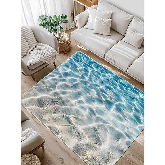 Water Ripple Area Rug for Bedroom 5x7 Ft Summer Ocean Beach Sand Seabed Super Soft fuzzy Throw Rug Non-Slip Fluffy Plush Indoor Floor Carpet for Living Room Nursery Home Decor