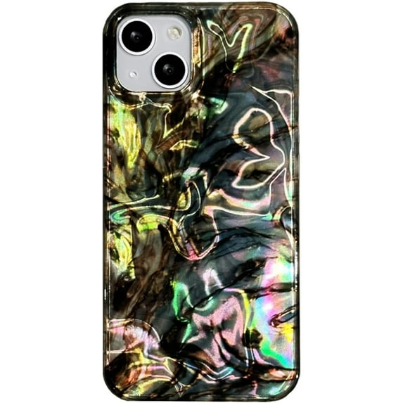 Water Ripple Black Laser Phone Case Compatible with iPhone 15 Pro Max Aesthetic Holographic Bling Swirl Wave Pattern Slim Protective Glossy Trendy Cover for iPhone 15promax 6.7"