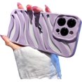 thumbnail image 1 of Water Ripple Case for iPhone 14 Pro Max Hollow Design, Cute Curly Wave Pattern Purple Case for iPhone 14 Pro Max Women Trendy Cover, Soft Silicone Girls Protective Case for iPhone 14 Pro Max, 1 of 12