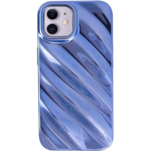 Water Ripple Curly Wave for iPhone 11 Case,Soft Slim Water Ripple Pattern Electroplated Finish iPhone 11 Phone Case, Blue