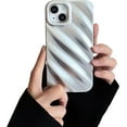 thumbnail image 1 of Water Ripple Curly Wave for iPhone 13 Case for iPhone 14 Case,Soft Slim Water Ripple Pattern Electroplated Finish iPhone 13 / iPhone 14 Phone Case, Silver, 1 of 12