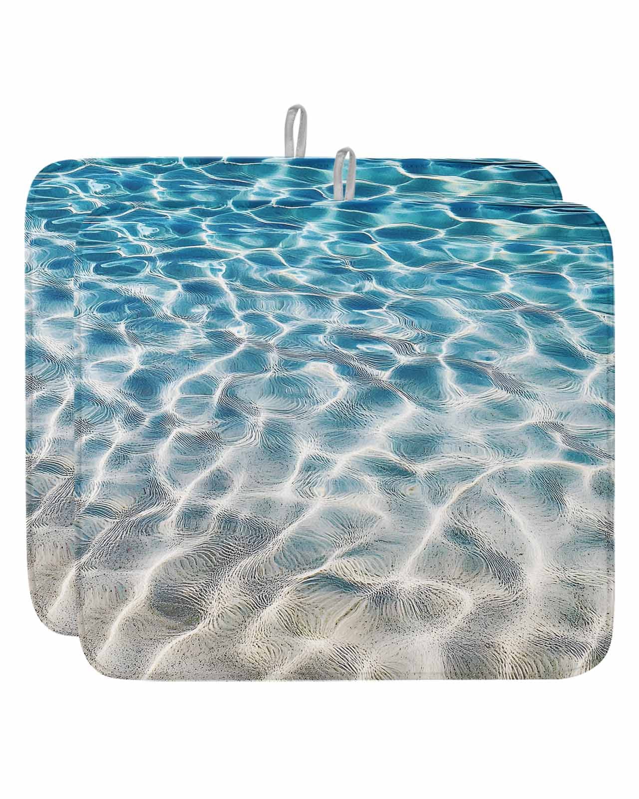 Mat Ripple Water Ripple Dish Drying Mat 16x18 inch Summer Ocean Beach Sand Seabed ...