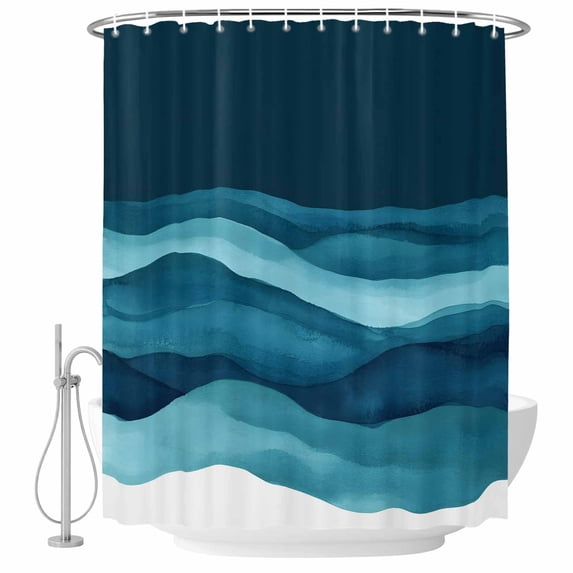 Water Ripple Fabric Shower Curtain Gradient Washable Shower Curtains for Bathroom, Waterproof Bath Curtain with Hooks Home Decor 72x84in