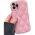 thumbnail image 1 of Water Ripple Glossy Case for iPhone 13 Pro Max Soft TPU Shockproof Camera Protective Back Cover for Women Girl Curly Wave Frame Phone Case for iPhone 13 Pro Max 6.7 Inch Pink, 1 of 8