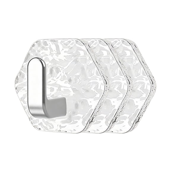 Water Ripple Hexagonal Self Adhesive Hooks, 3 Pcs Glacier Ripple Hook, Heavy Duty No Drill Wall Hooks, Acrylic Waterproof Adhesive Hooks for Kitchen, Bathroom Organization