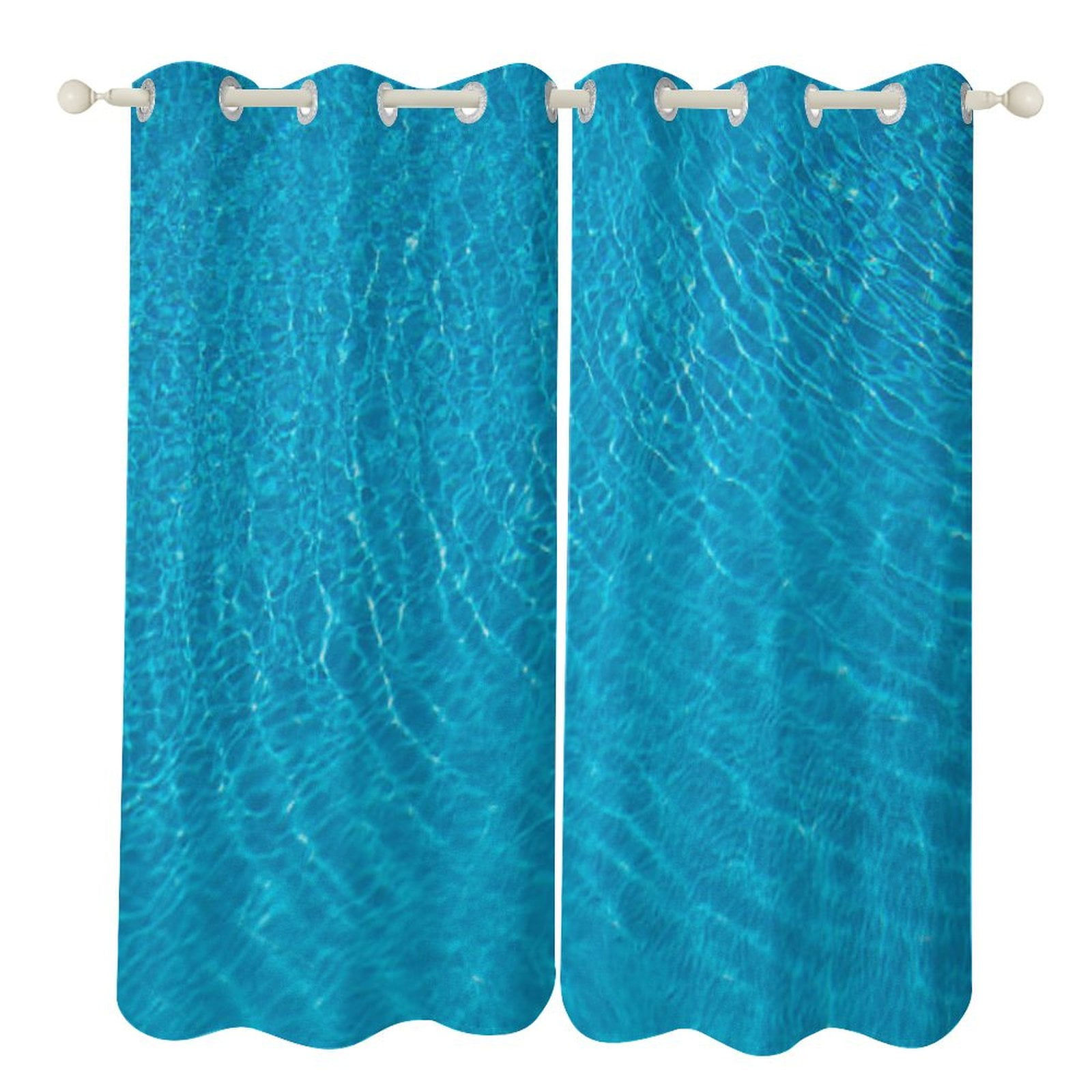 Water Ripple Light Blue Blackout Window Curtains for Bedroom Living ...