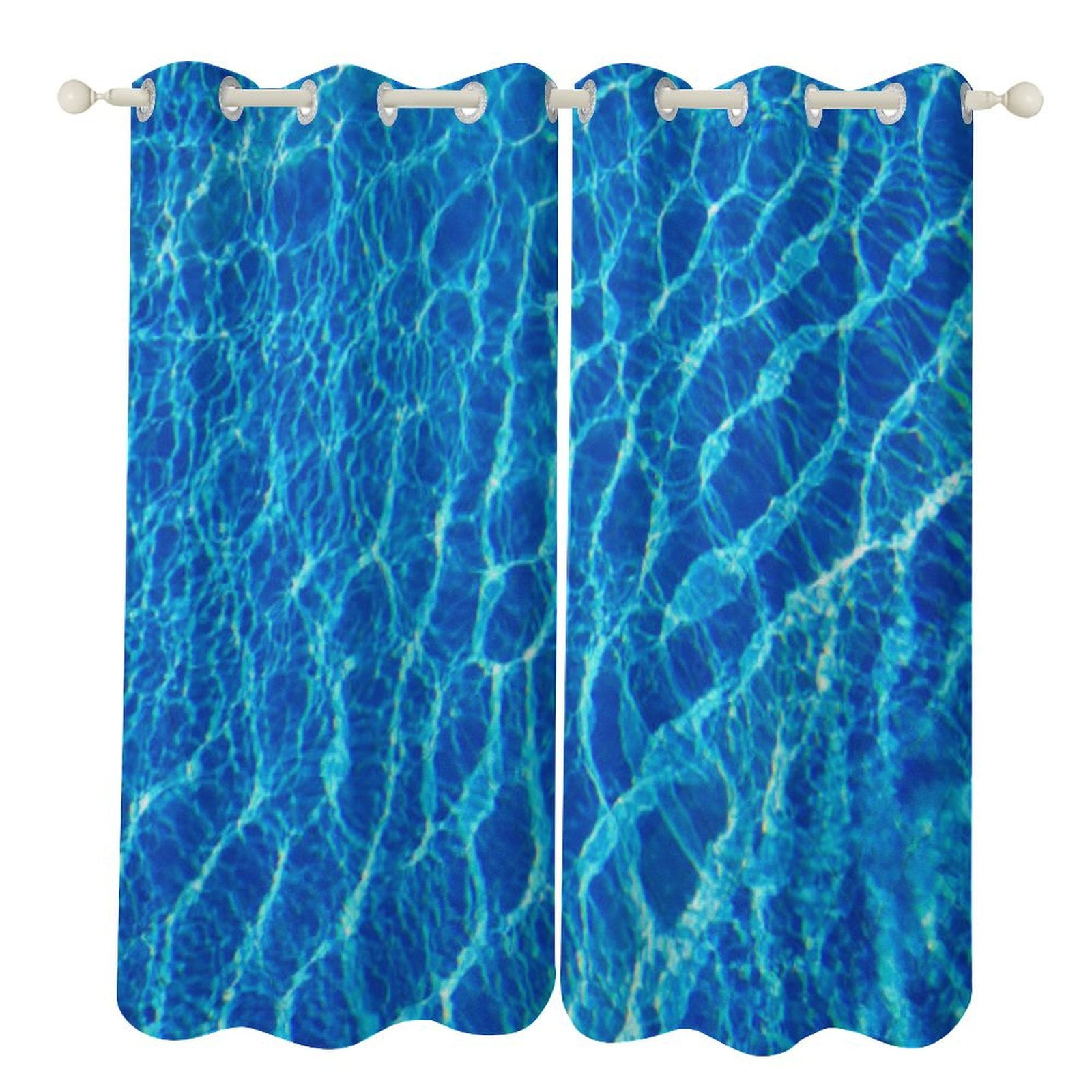 Water Ripple Light Blue Blackout Window Curtains for Bedroom Living ...