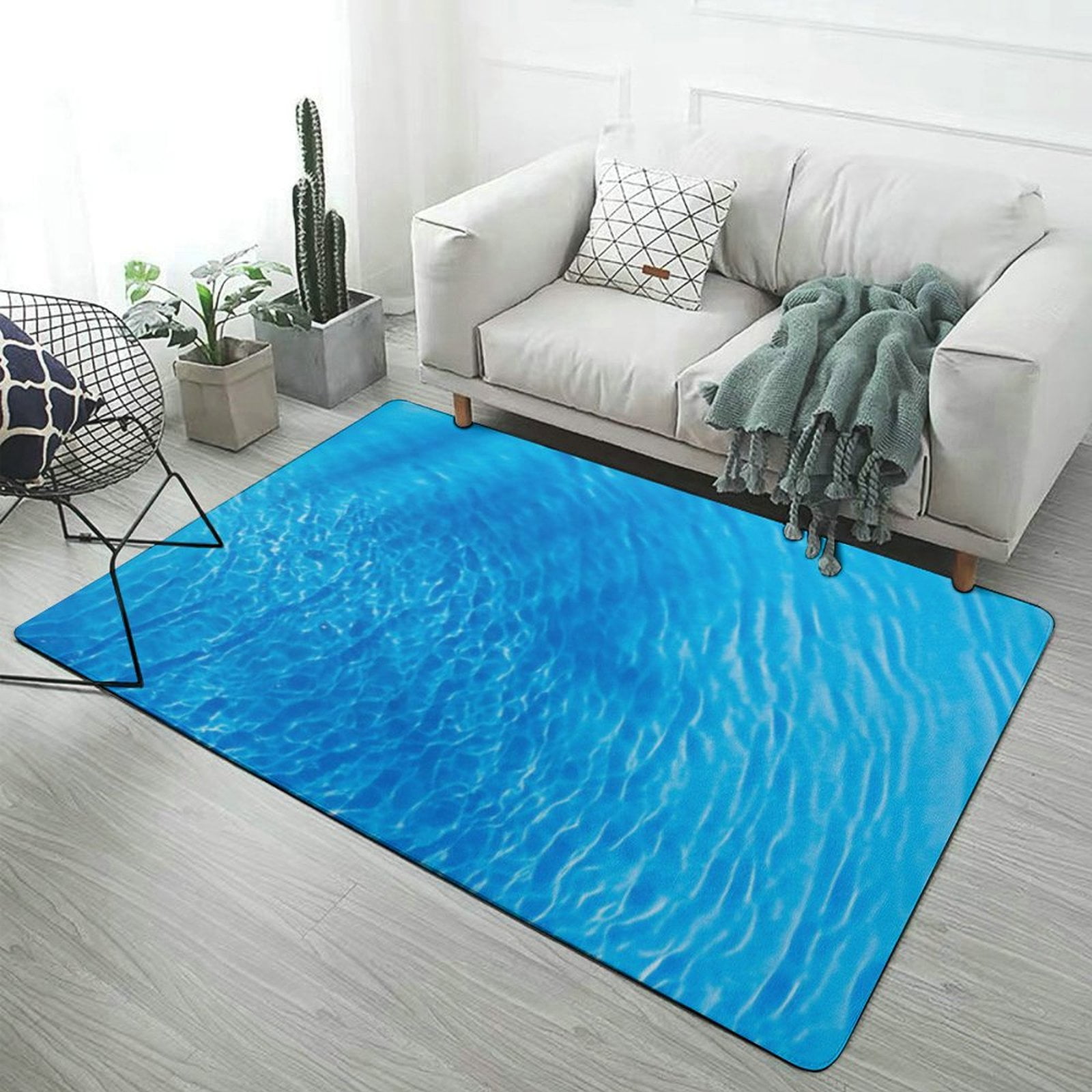 Water Ripple Light Blue Carpet Rug for Home Living Room Bedroom Sofa ...