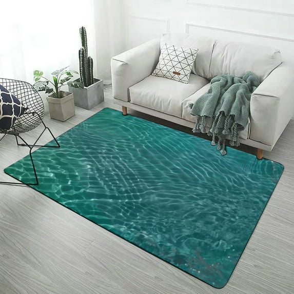 Water Ripple Light Blue Carpet for Home Decoration Rugs for Bedroom Kids Room Living Room Bathroom Entrance Door Non-slip Comfort Mat