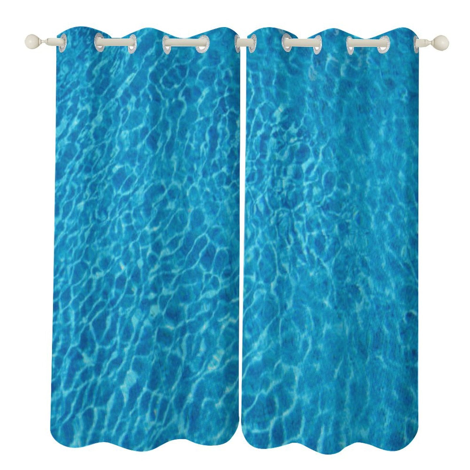 Water Ripple Light Blue Luxury Window Curtains Blinds for Living Room ...