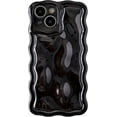 thumbnail image 1 of Water Ripple Meteorite Bubble Pattern Wavy Frame Chrome Plating Electroplated Compatible with iPhone Case (Black,iPhone 13), 1 of 7
