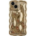 thumbnail image 1 of Water Ripple Meteorite Bubble Pattern Wavy Frame Chrome Plating Electroplated Compatible with iPhone Case (Gold,iPhone 15), 1 of 7